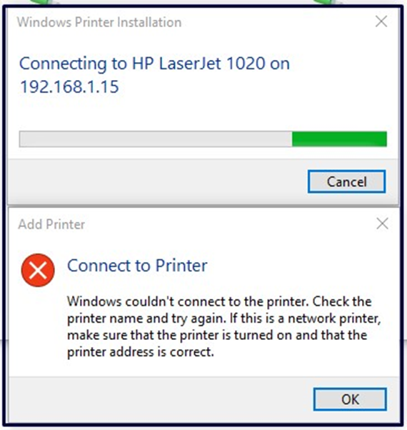 windows cannot connect to the printer