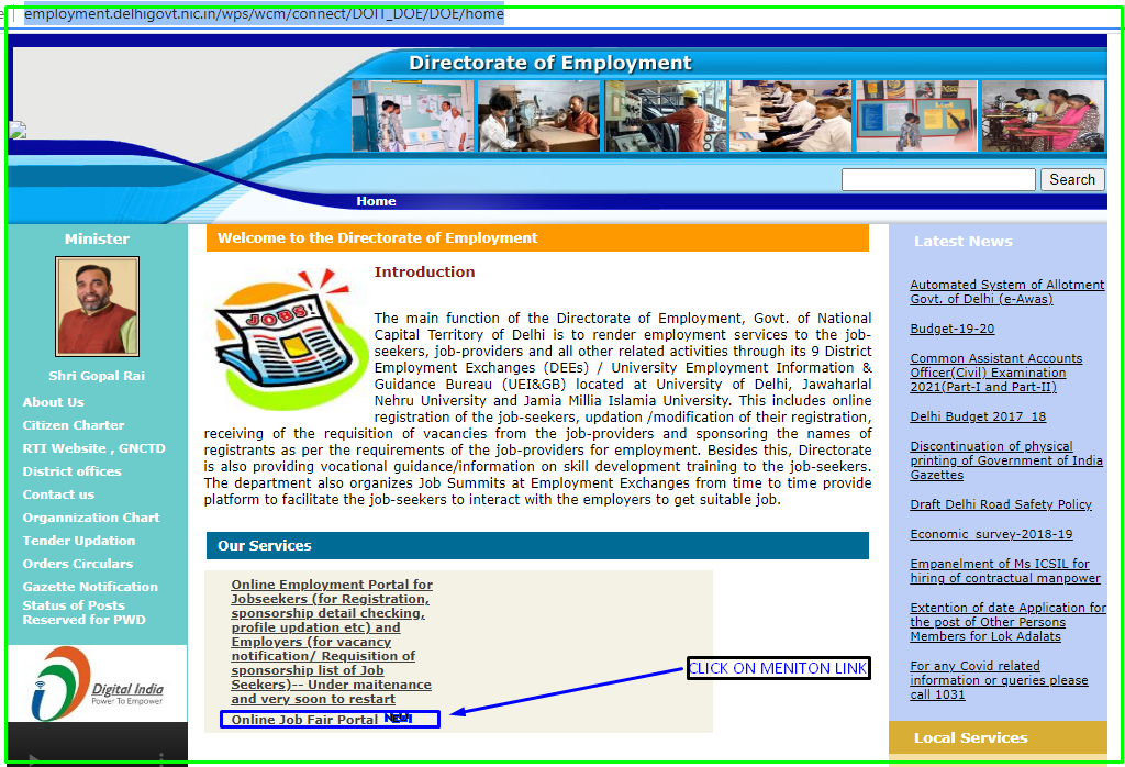 Delhi Employment Exchange online