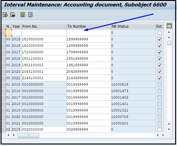 Creating a document number range in SAP