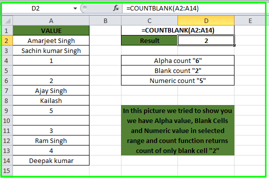 Excel Count Functions