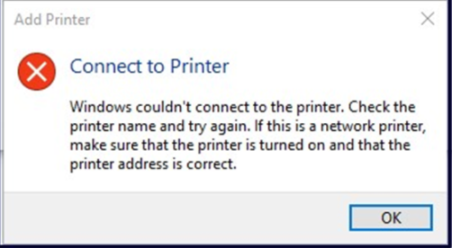 windows cannot connect to the printer