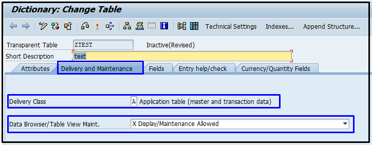 Creating tables in ABAP Dictionary | Creating a table in ABAP