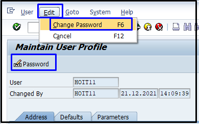 SAP change password After login