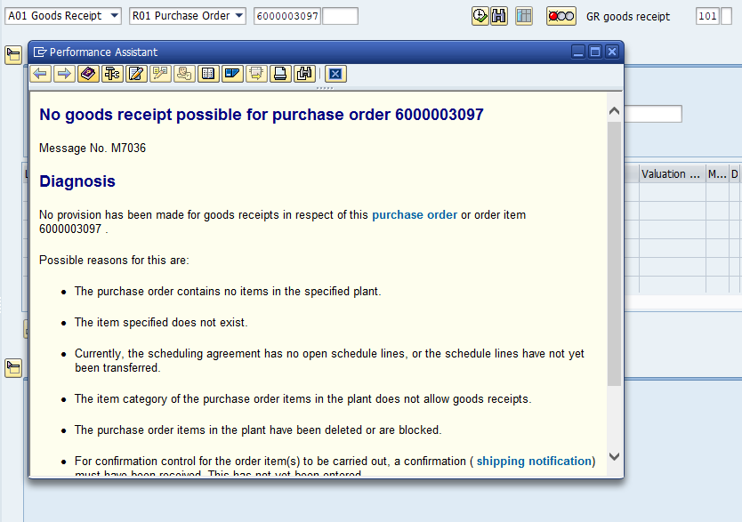 SAP No Goods Receipt Possible For Purchase Order MIGO SAP Error