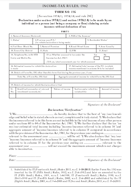how to fill form 15G