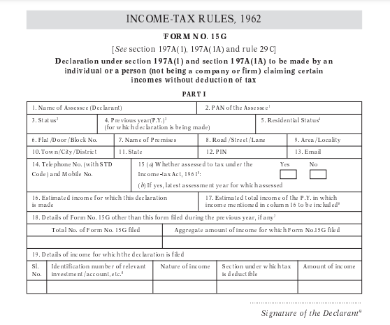 What is Form 15G and How to fill form 15G