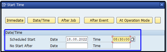 Immediate Date/Time After Job After Event At Operation Mode