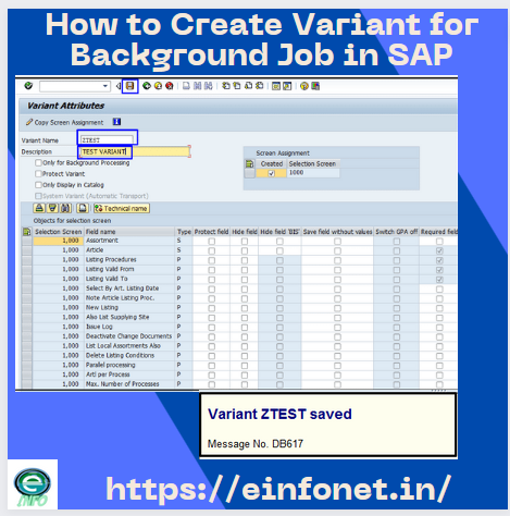 How to create variant in SAP